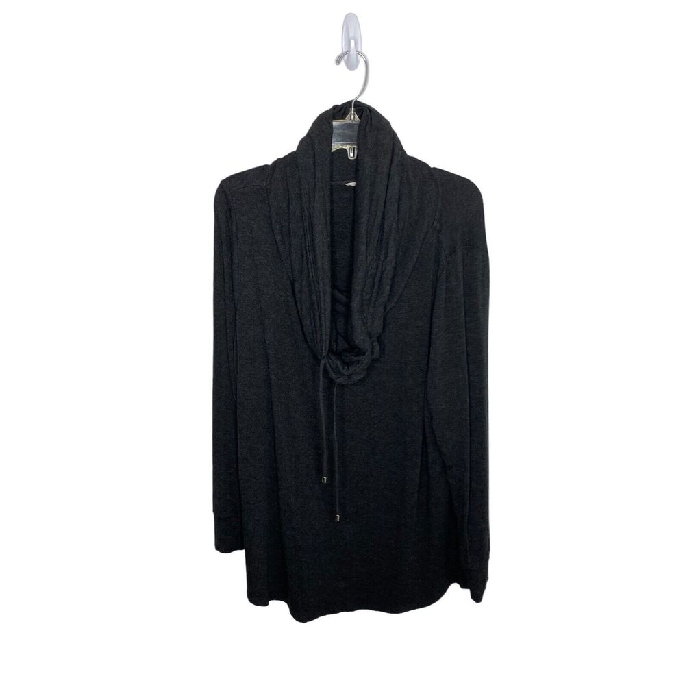 Soft Surroundings Cowl Neck Tunic Sweater Dark Gray Sweatshirt Drawstring XL